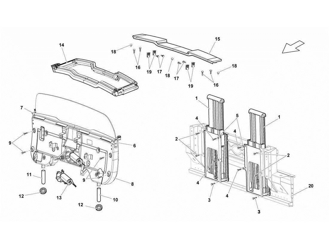 ein Teilediagramm aus dem Lamborghini Gallardo LP560-4s Update-Teilekatalog