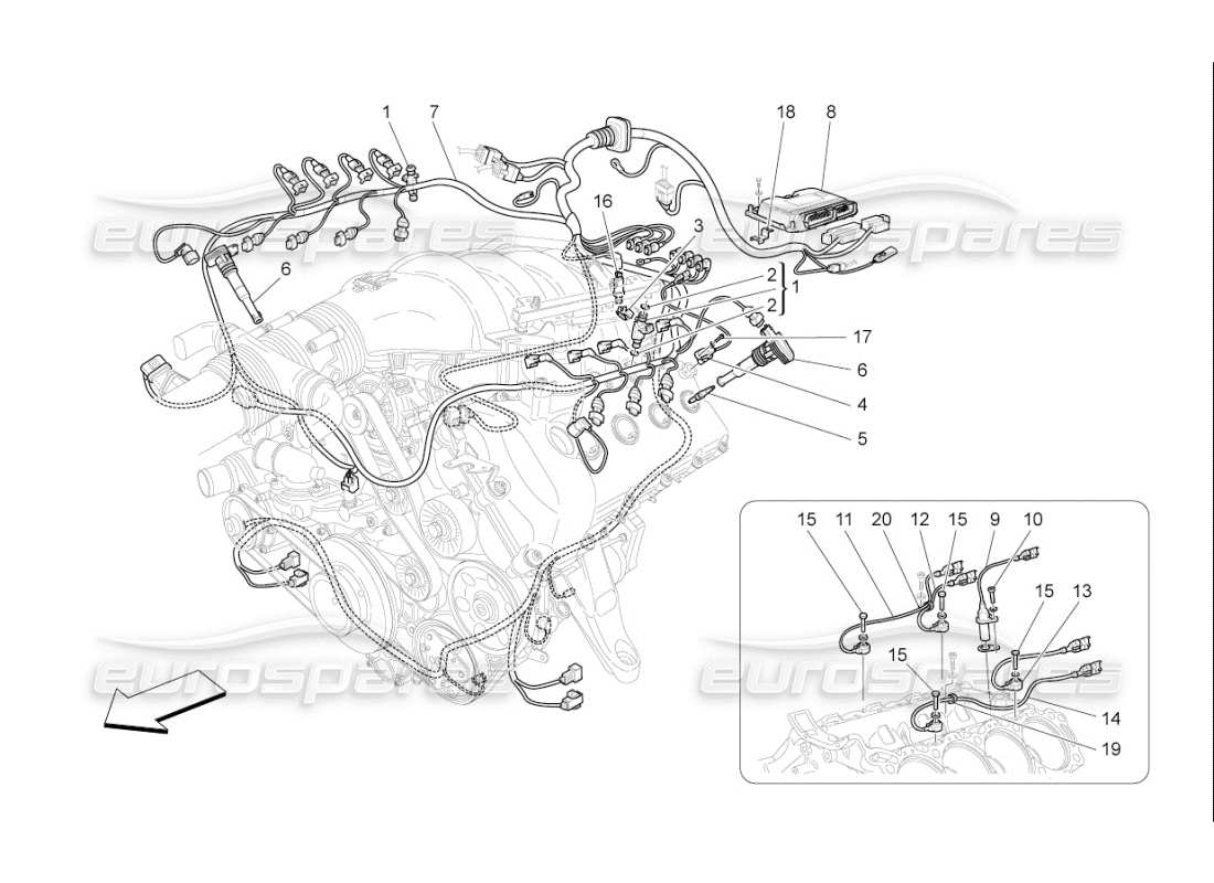 eine teilezeichnung aus dem maserati qtp. (2008) 4.2 auto teilekatalog