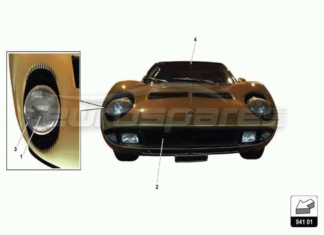 ein teilediagramm aus dem teilekatalog lamborghini miura p400s