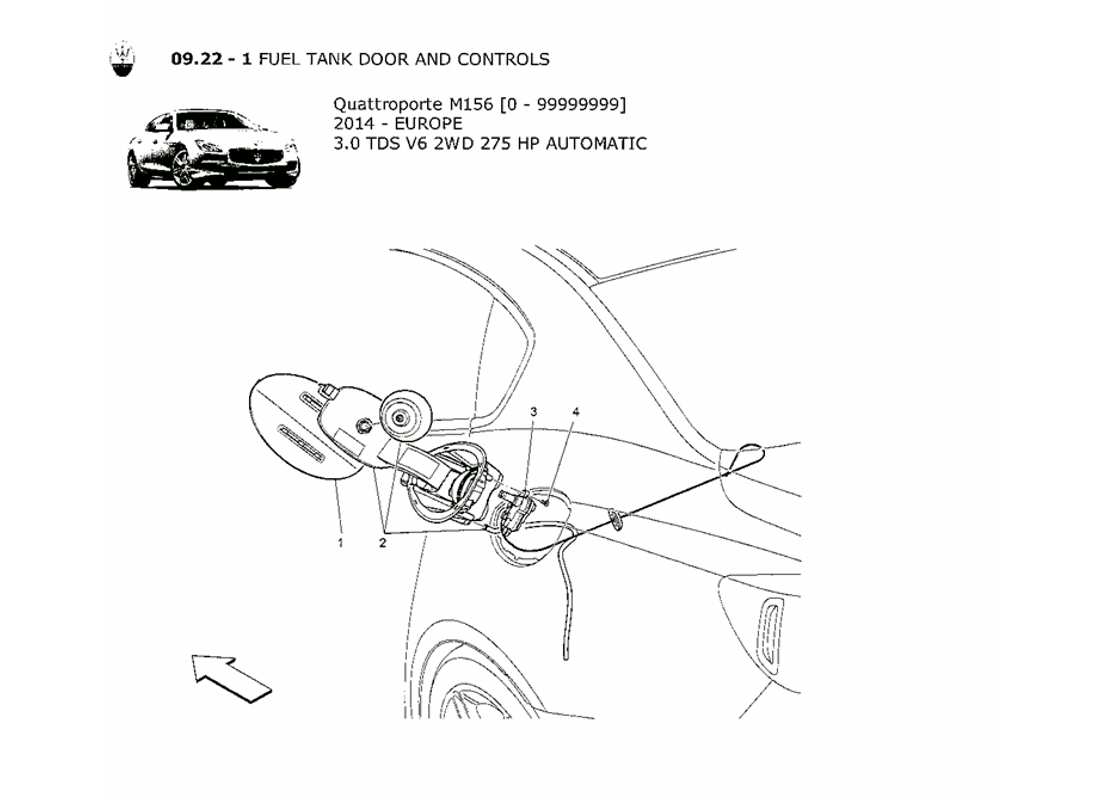 ein Teilediagramm aus dem Maserati QTP. V6 3.0 TDS 275bhp 2014 Teilekatalog