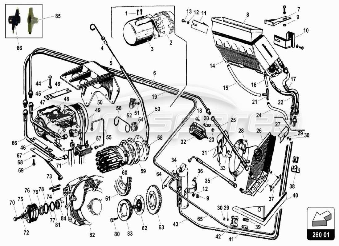 TEILEDIAGRAMME AUS DEM LAMBORGHINI MIURA P400S TEILEKATALOG ANZEIGEN ein teilediagramm aus dem teilekatalog lamborghini miura p400s