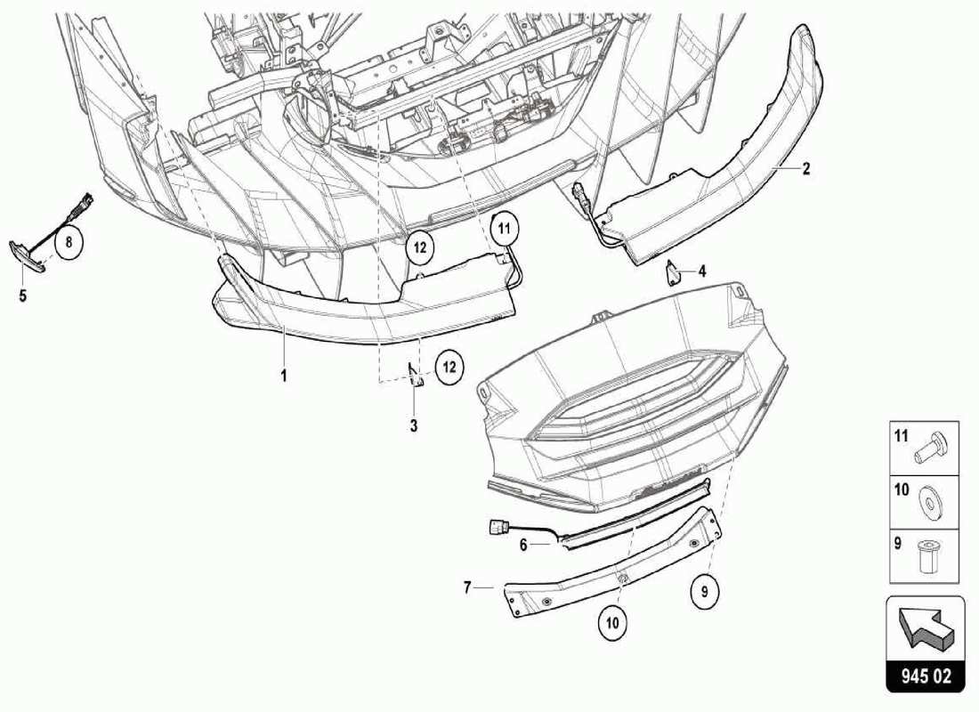 eine teilezeichnung aus dem lamborghini centenario spider teilekatalog
