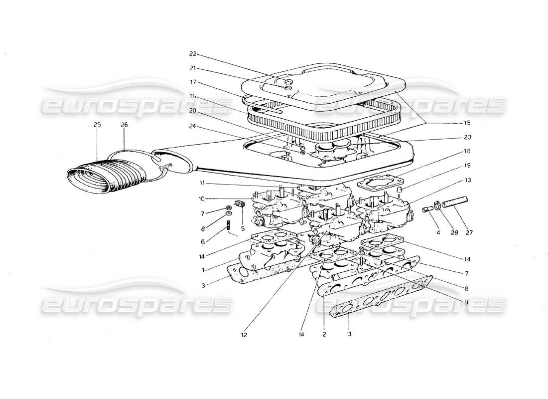 ein Teilediagramm aus dem Ferrari 308 GT4 Dino (1979) Teilekatalog