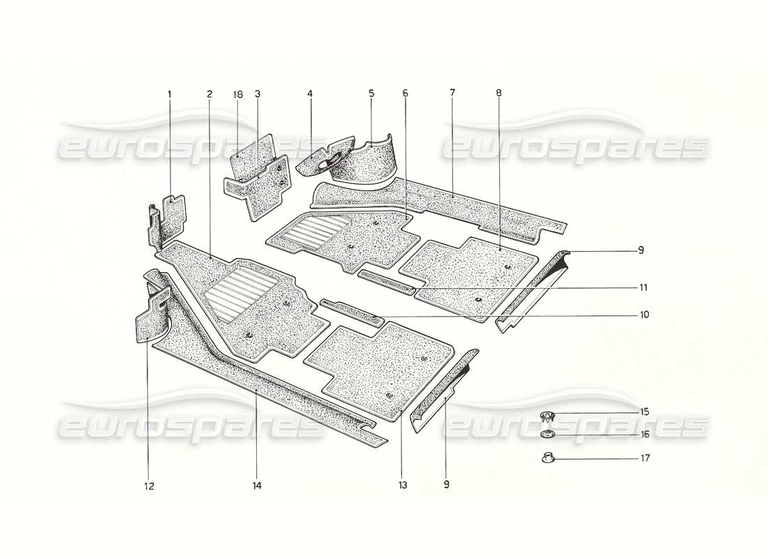 ein Teilediagramm aus dem Ferrari 308 GT4 Dino (1976) Teilekatalog
