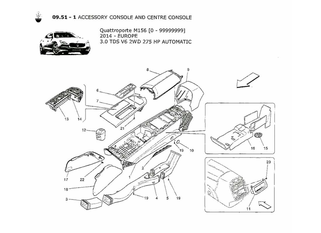 ein Teilediagramm aus dem Maserati QTP. V6 3.0 TDS 275bhp 2014 Teilekatalog