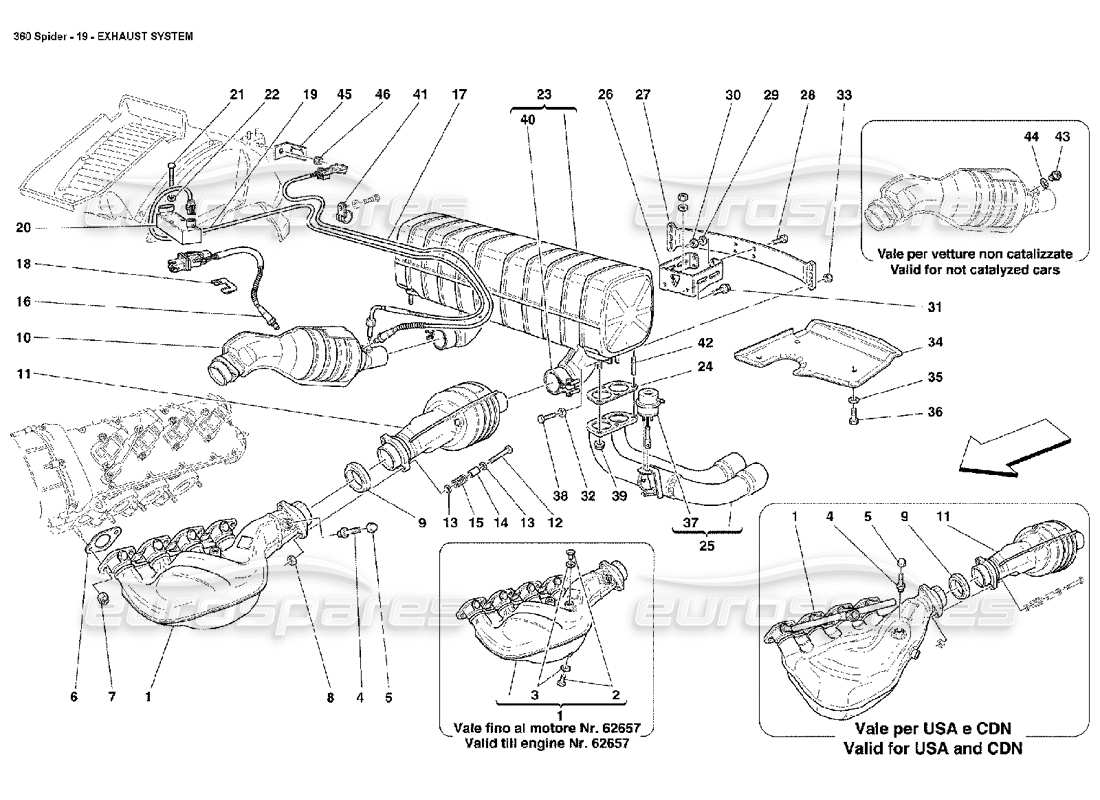 ein Teilediagramm aus dem Ferrari 360 Spider-Teilekatalog
