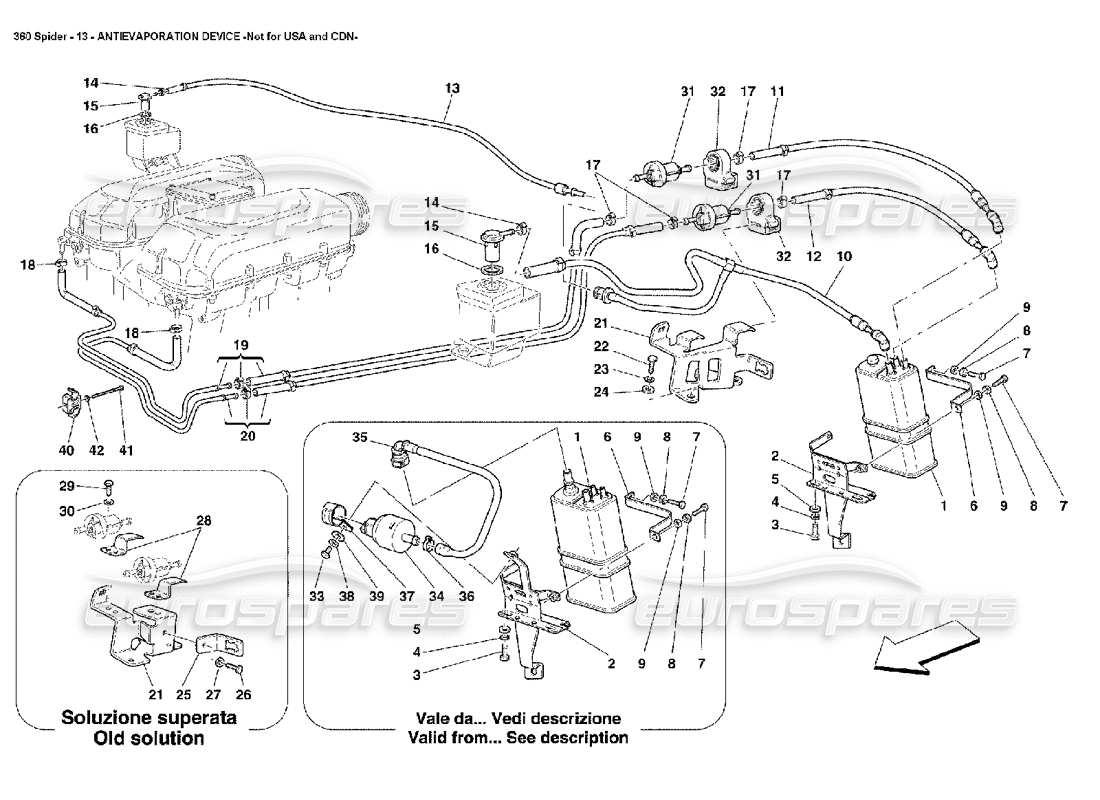 eine teilezeichnung aus dem ferrari 360 spider teilekatalog