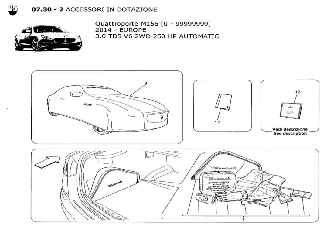 eine teilezeichnung aus dem maserati qtp. v6 3.0 tds 250bhp 2014 teilekatalog