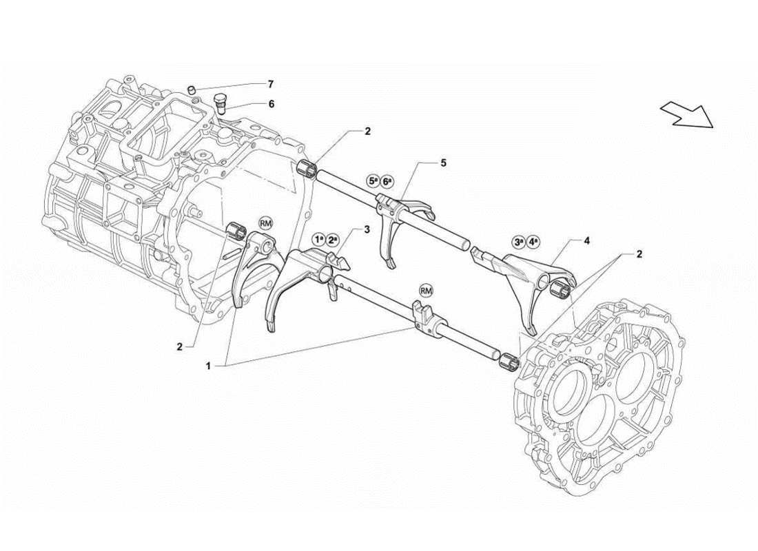 lamborghini gallardo lp560-4s update teilediagramm für getriebeschaltstangen und -gabeln