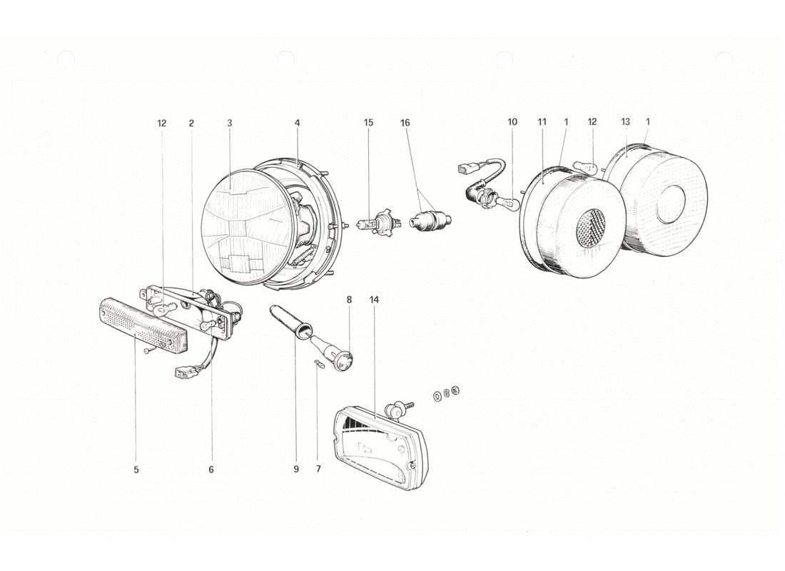 ferrari 208 gtb gts lichter teilediagramm