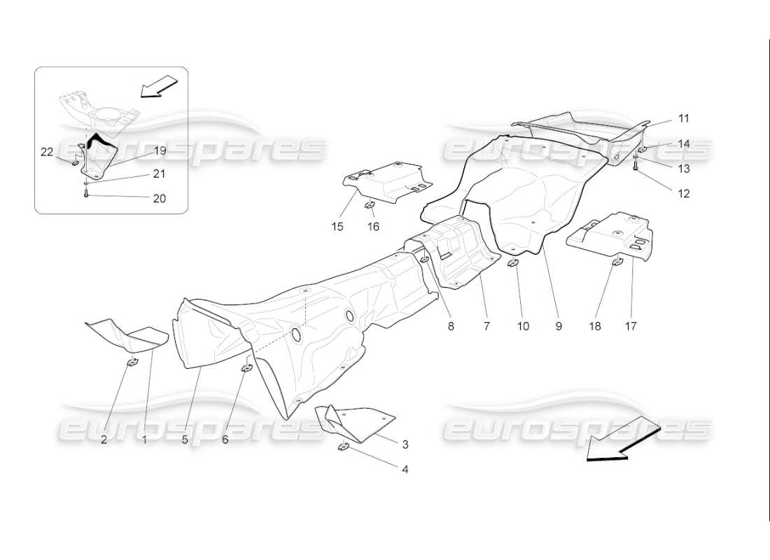 maserati qtp. (2009) 4.7 auto wärmedämmplatten im fahrzeuginneren - teilediagramm