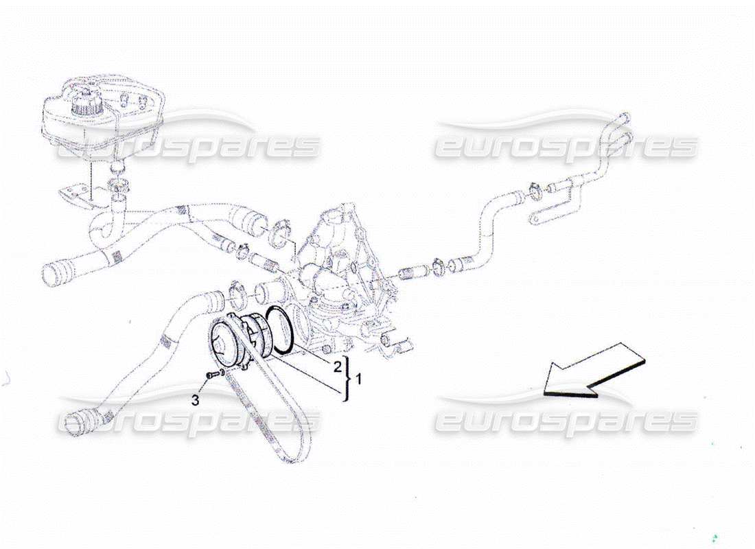 maserati qtp. (2010) 4.2 kühlsystem: wasserpumpe teilediagramm