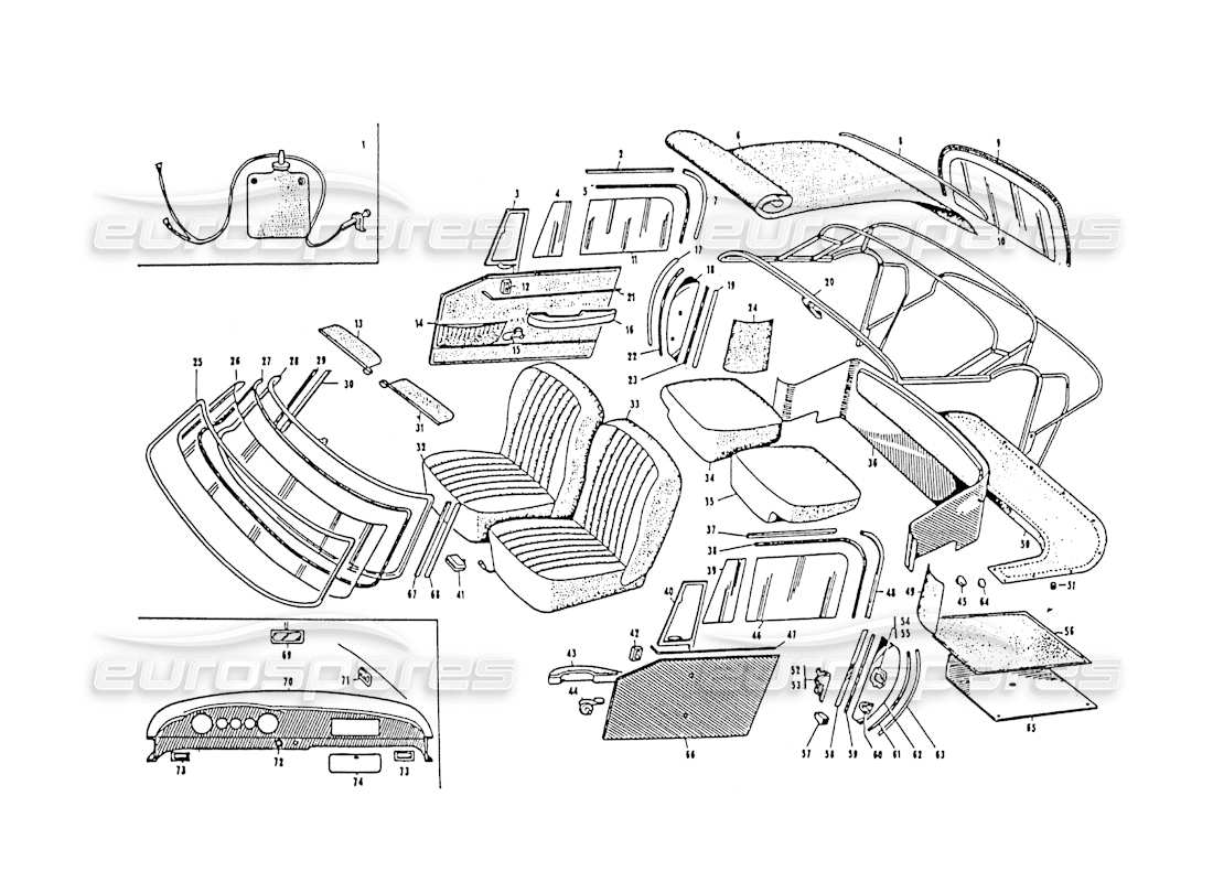 maserati 3500 gt innenausstattung vignale teilediagramm