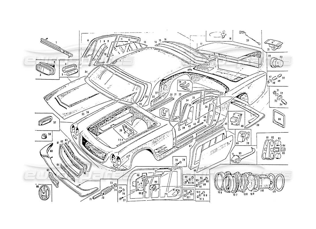 maserati 3500 gt körper vignale sebring teilediagramm