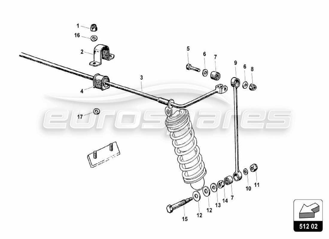 lamborghini miura p400s hinterradaufhängung teilediagramm