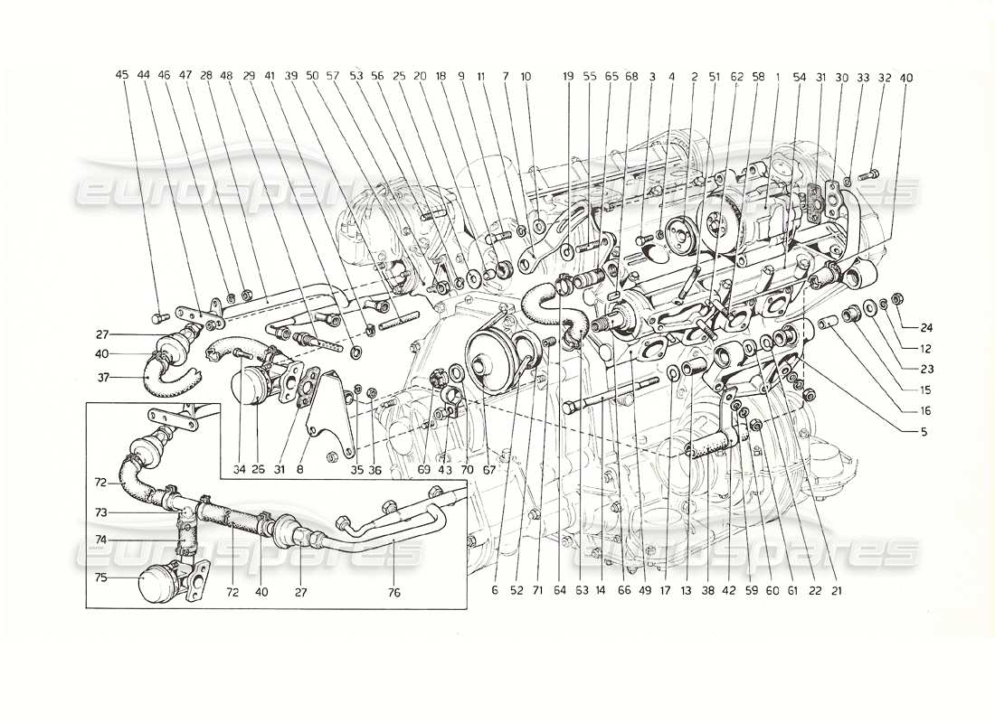 ferrari 308 gt4 dino (1976) hintere luftpumpe und leitungen (us- und australische versionen 1976) teilediagramm