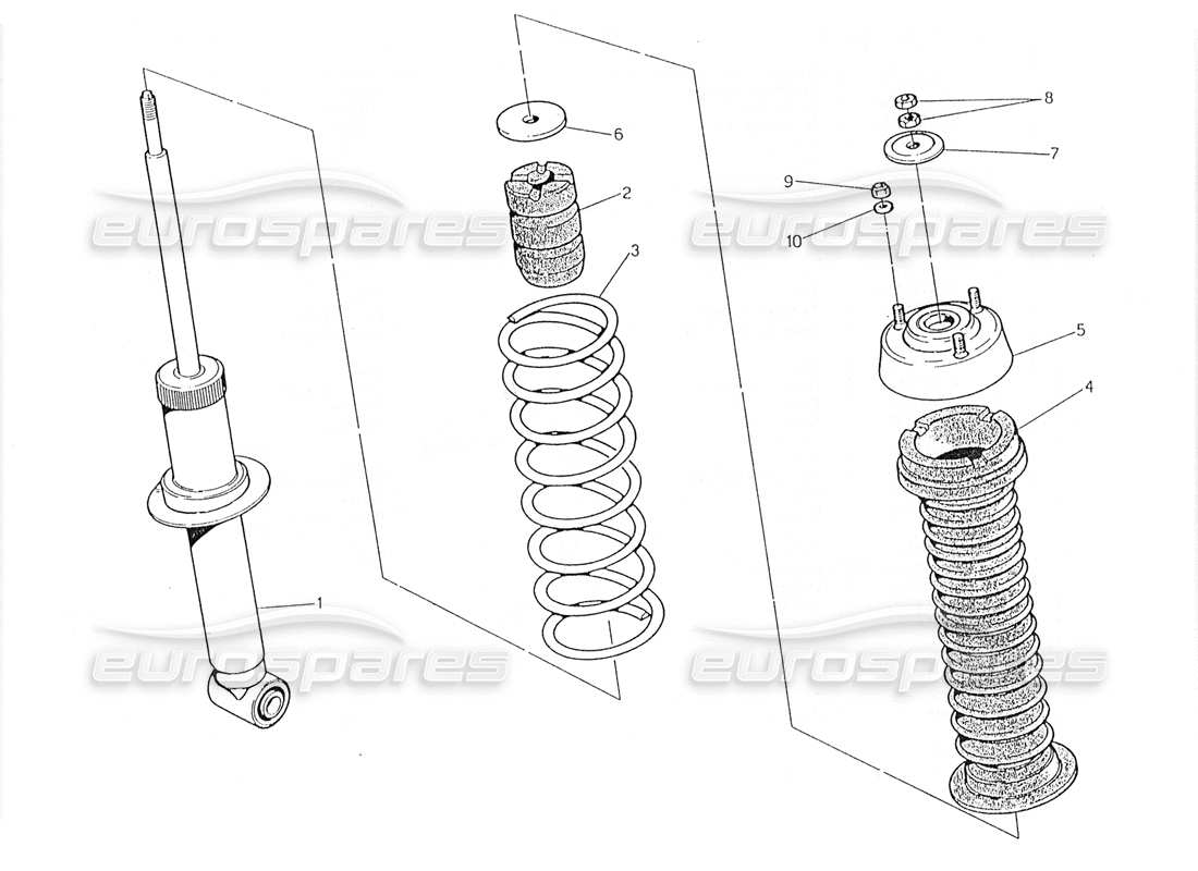 maserati 228 teilediagramm des hinteren stoßdämpfers