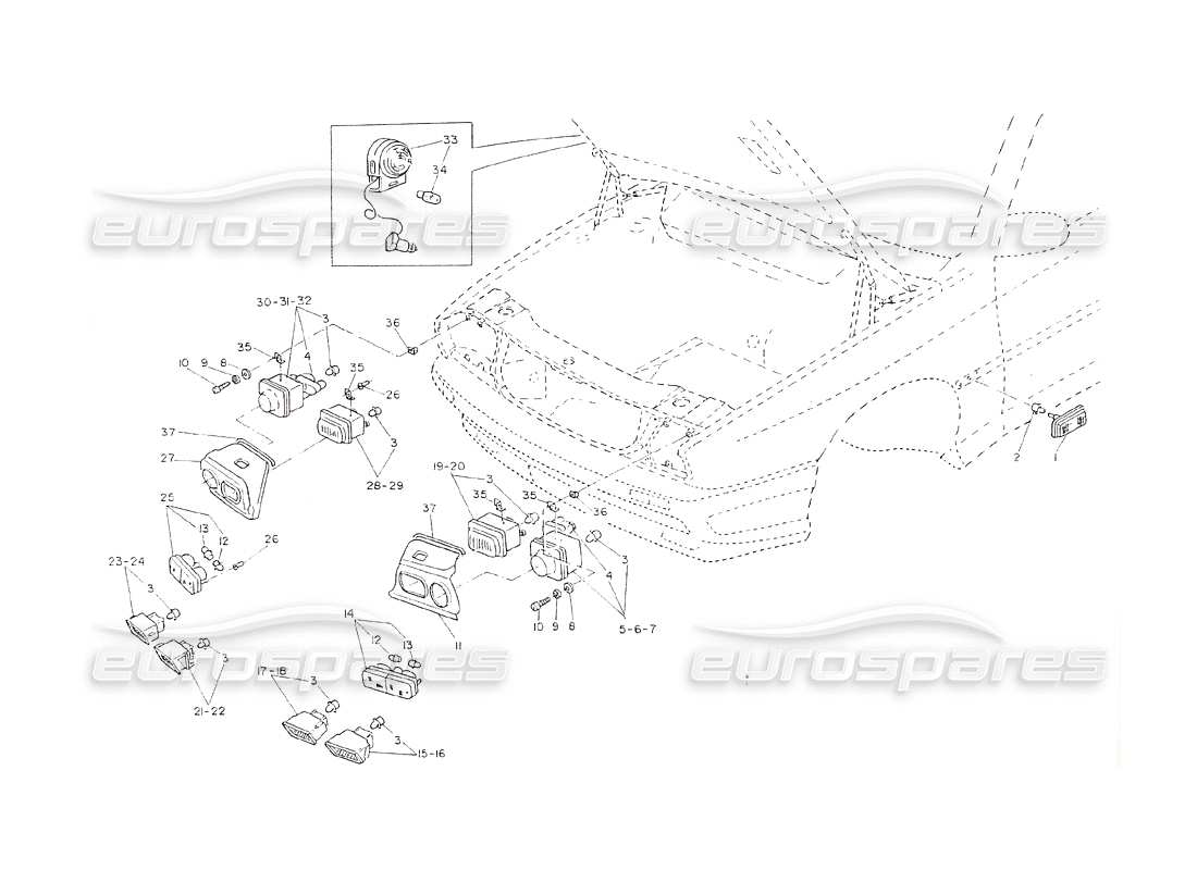 maserati shamal scheinwerfer teilediagramm