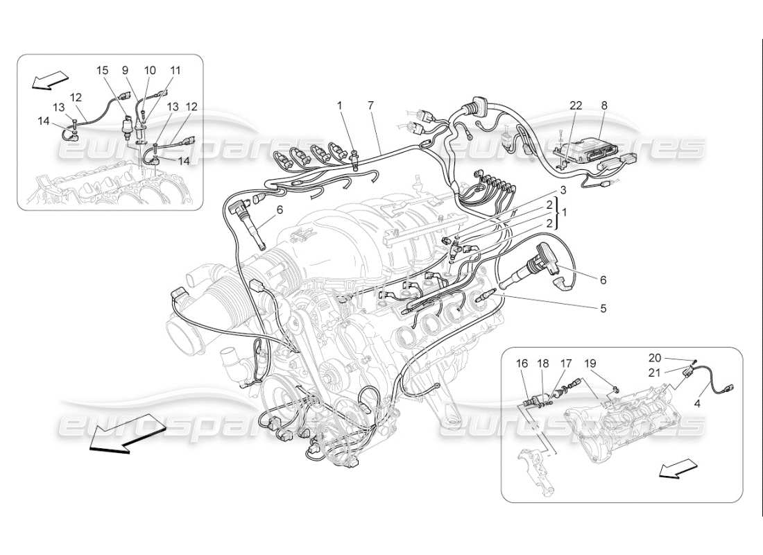 maserati qtp. (2007) 4.2 f1 elektronische steuerung: einspritz- und motorsteuerungssteuerung teilediagramm