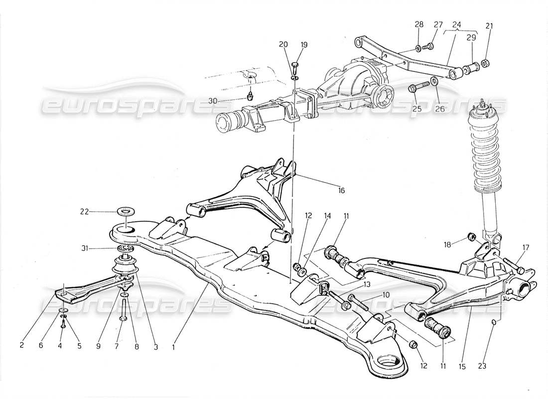 maserati 228 hinterradaufhängung teilediagramm