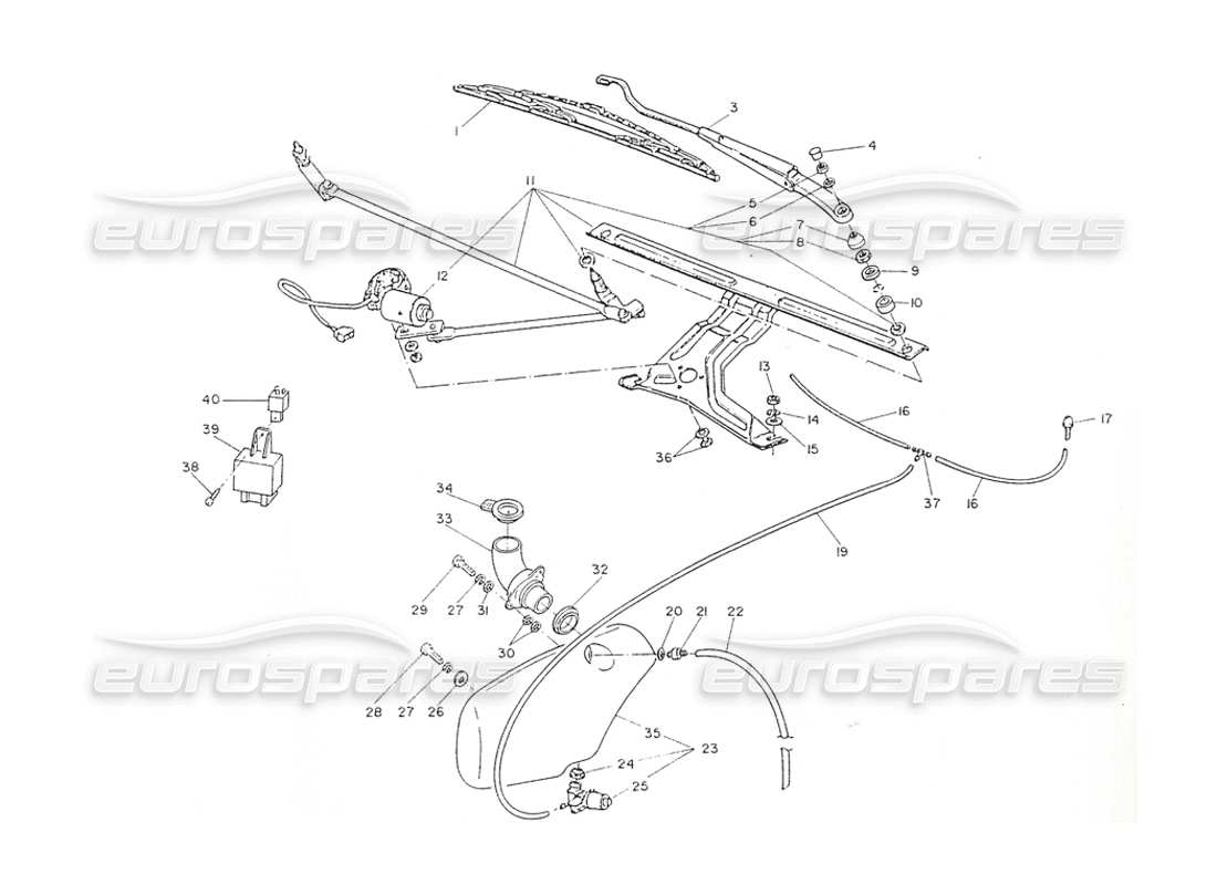 maserati shamal scheibe und scheibenwischer teilediagramm