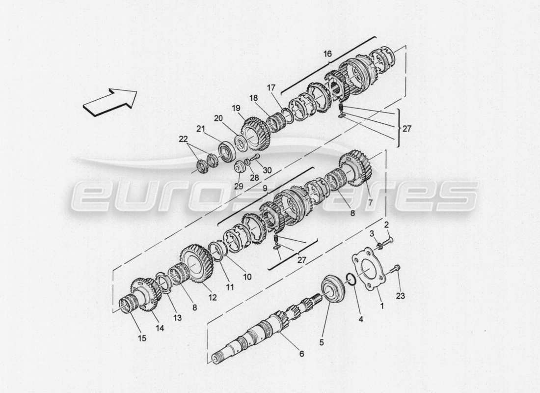 maserati granturismo special edition teilediagramm für hauptwellenzahnräder