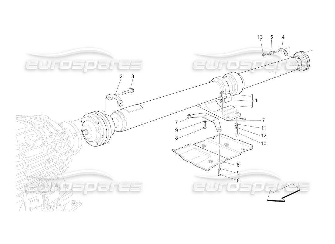 maserati qtp. (2011) 4.2 auto übertragungsrohr teilediagramm