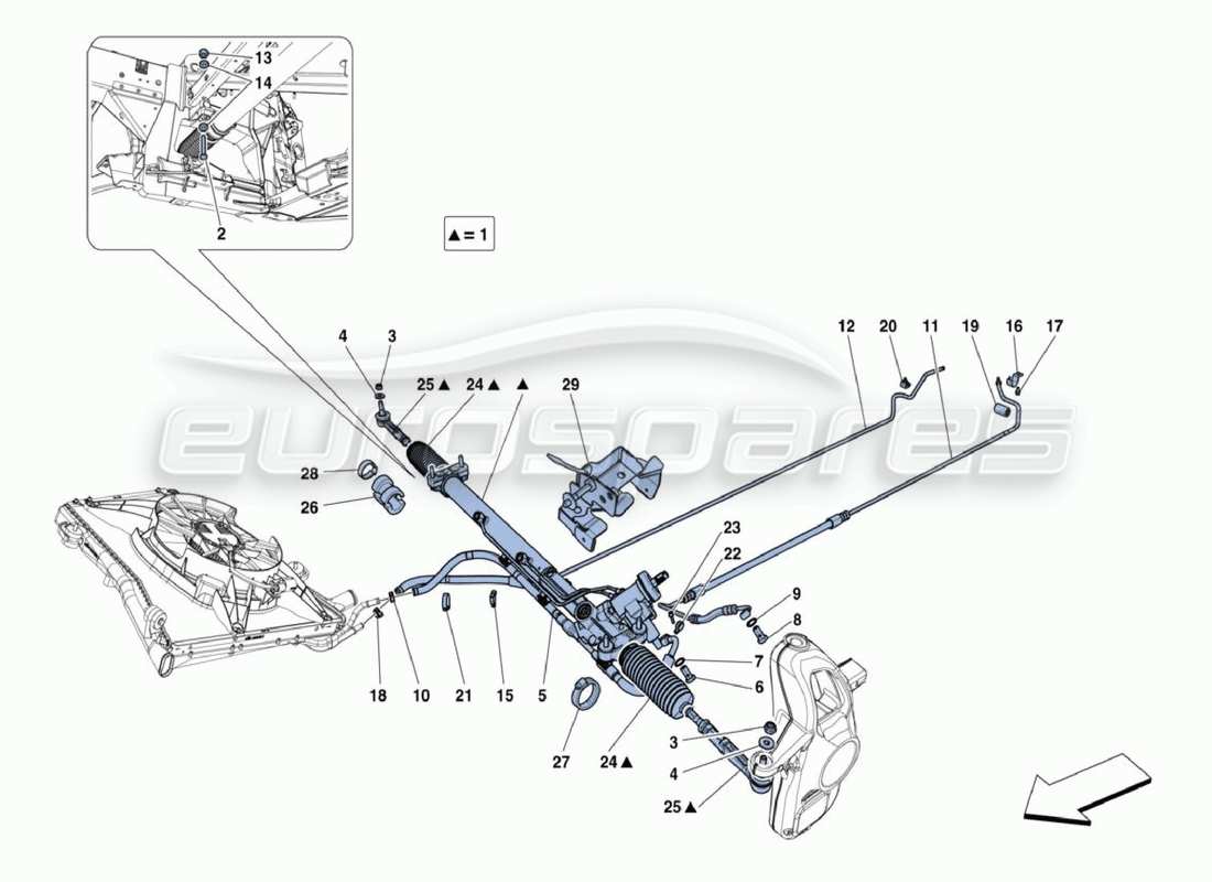 ferrari 488 challenge teilediagramm der zahnstange