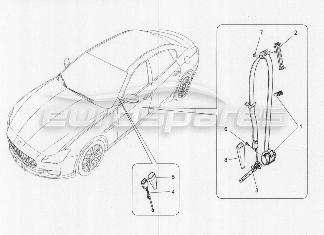 maserati qtp. v8 3.8 530bhp 2014 auto vordere sicherheitsgurte ersatzteildiagramm