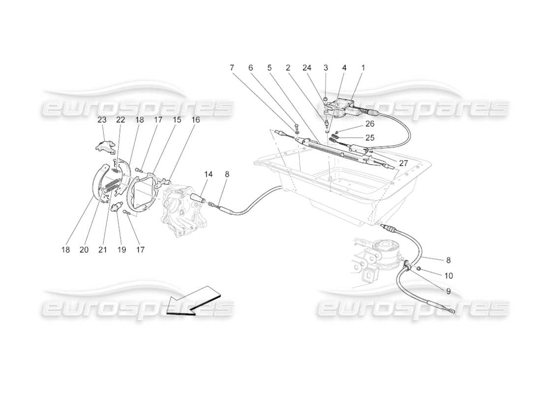 maserati grancabrio (2011) 4.7 handbremse teilediagramm