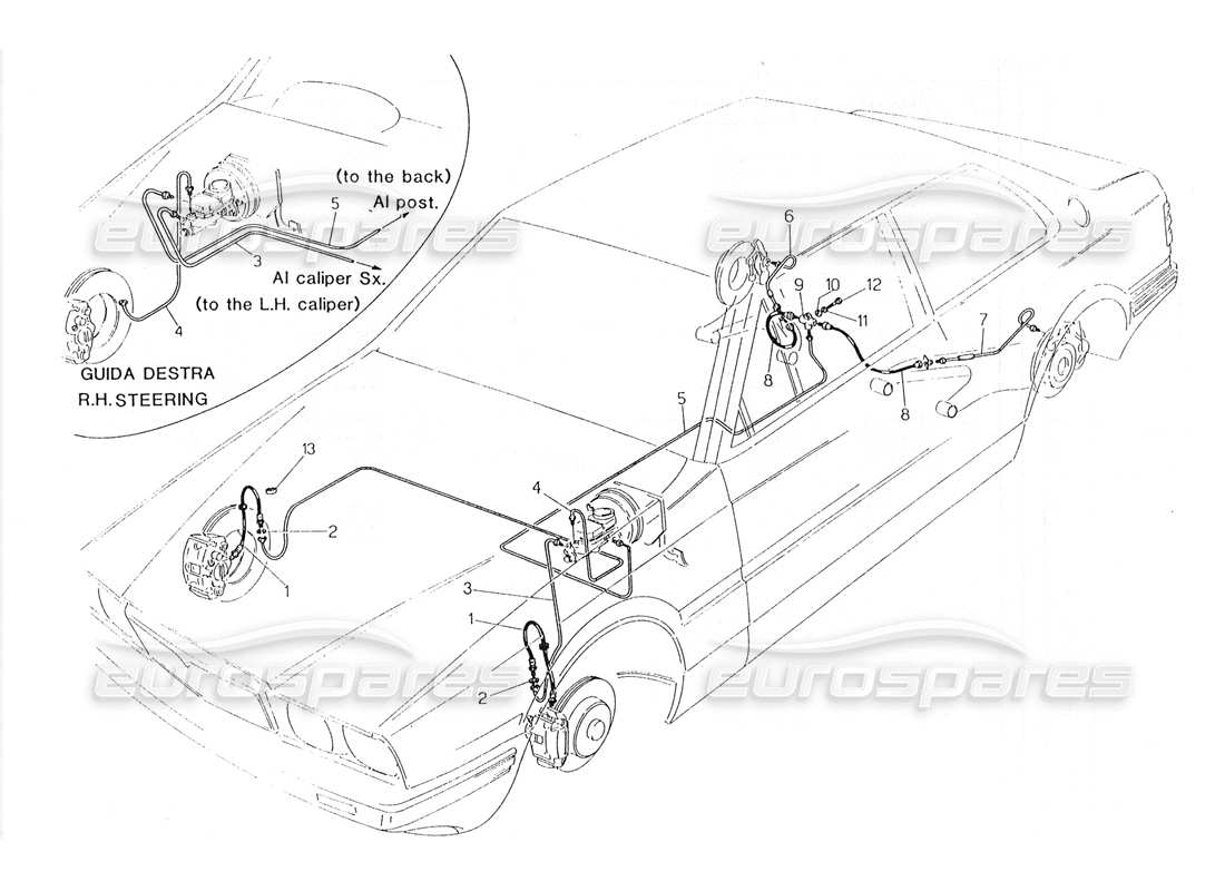 maserati 228 hydraulische bremsleitungen teilediagramm