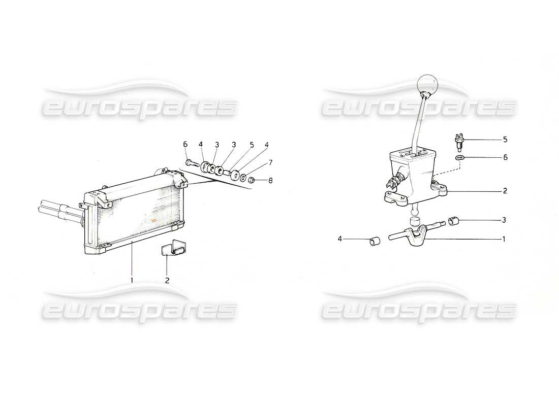 ferrari 308 gt4 dino (1976) wasserkühler - getriebe - hebelgehäuse (us 1976 version) teilediagramm