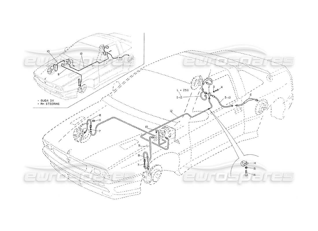 maserati shamal servobremsleitungen teilediagramm