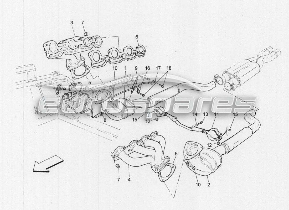 maserati grancabrio mc centenario teilediagramm für vorkatalysatoren und katalysatoren