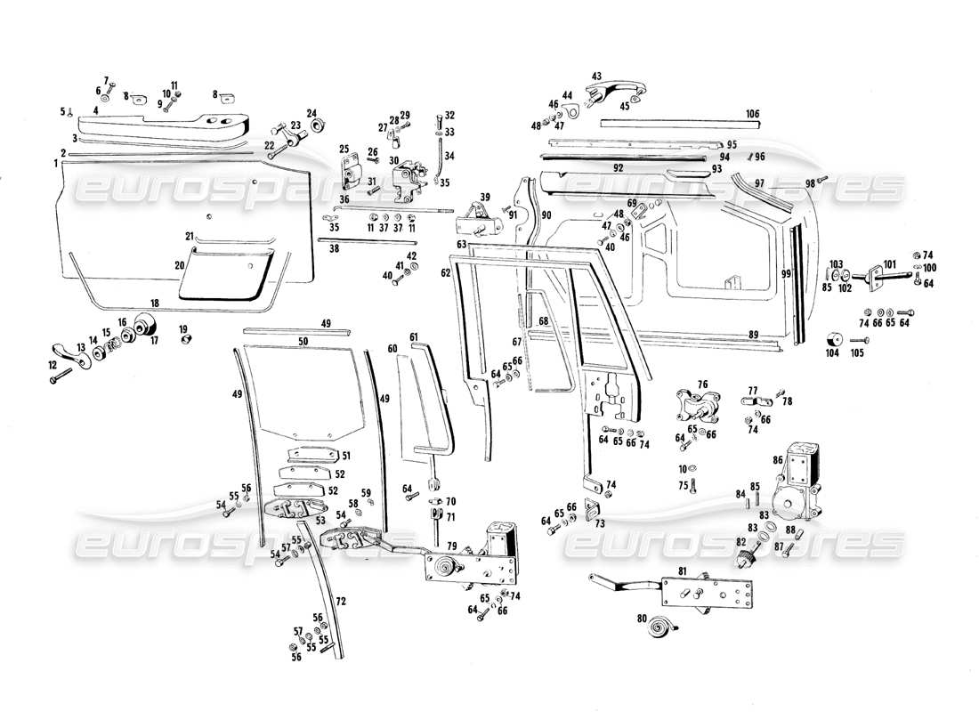 maserati qtp.v8 4.7 (s1 & s2) 1967 vordertüren teilediagramm