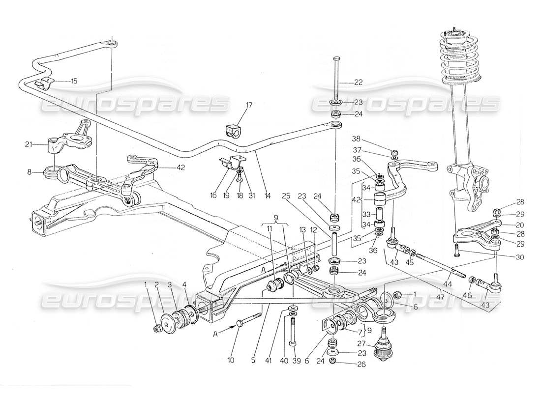 maserati 228 vordere aufhängung teilediagramm