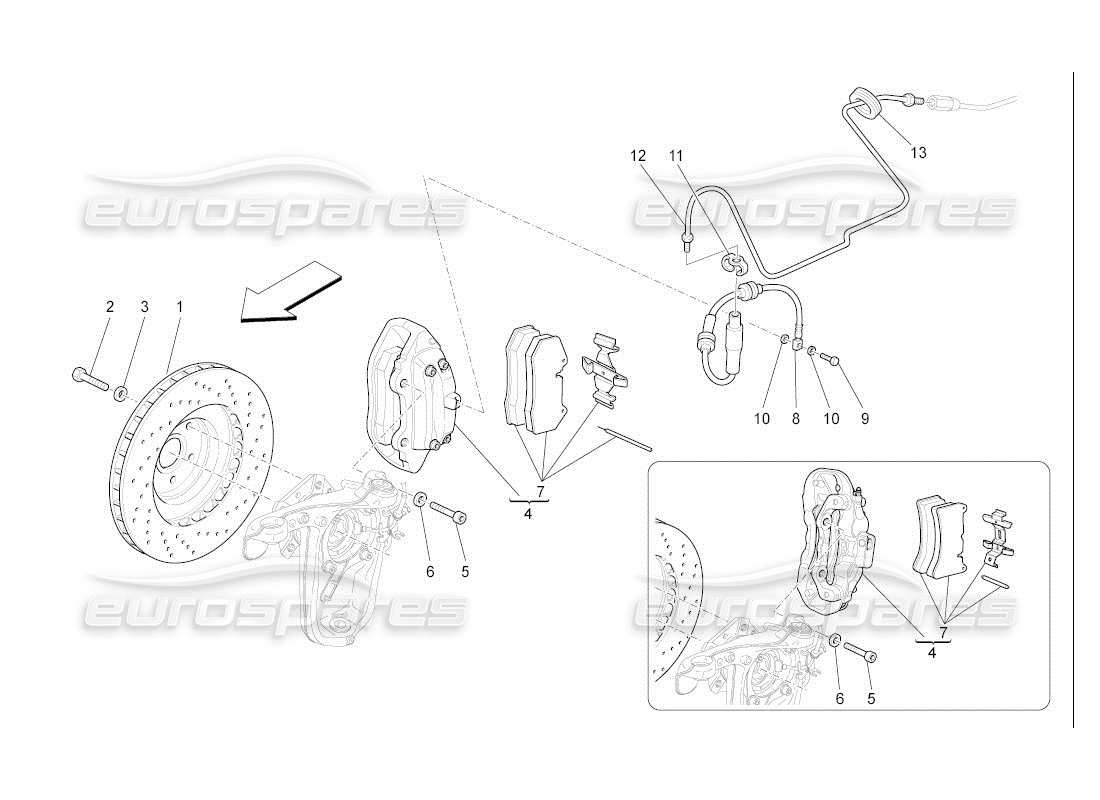 maserati qtp. (2007) 4.2 auto bremsvorrichtungen an den vorderrädern ersatzteildiagramm