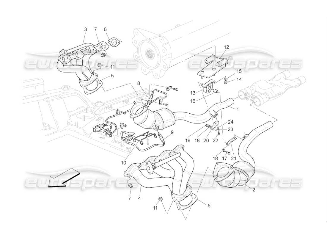 maserati qtp. (2007) 4.2 f1 vorkatalysatoren und katalysatoren teilediagramm