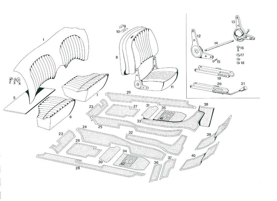 maserati mexico sitze und polsterteilediagramm