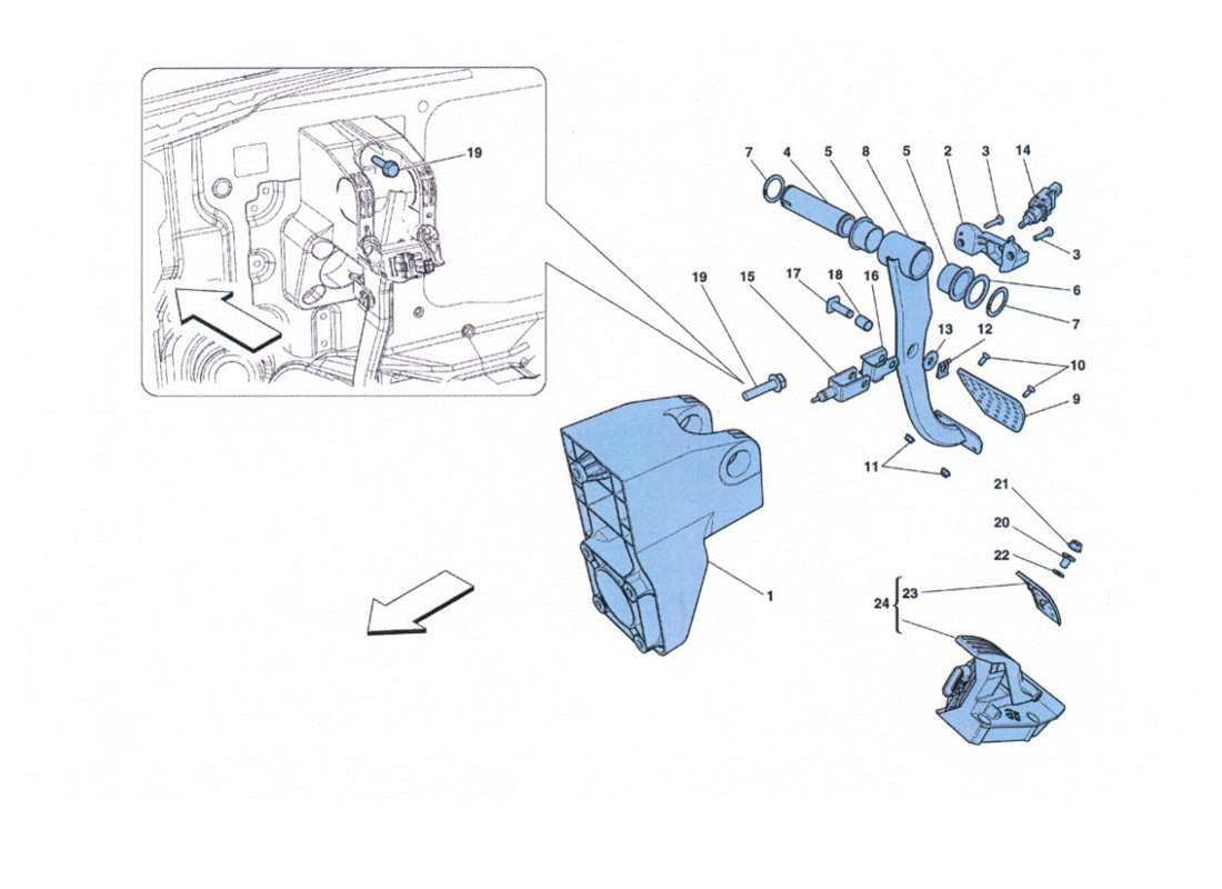 ferrari 458 challenge komplette pedalbaugruppe teilediagramm