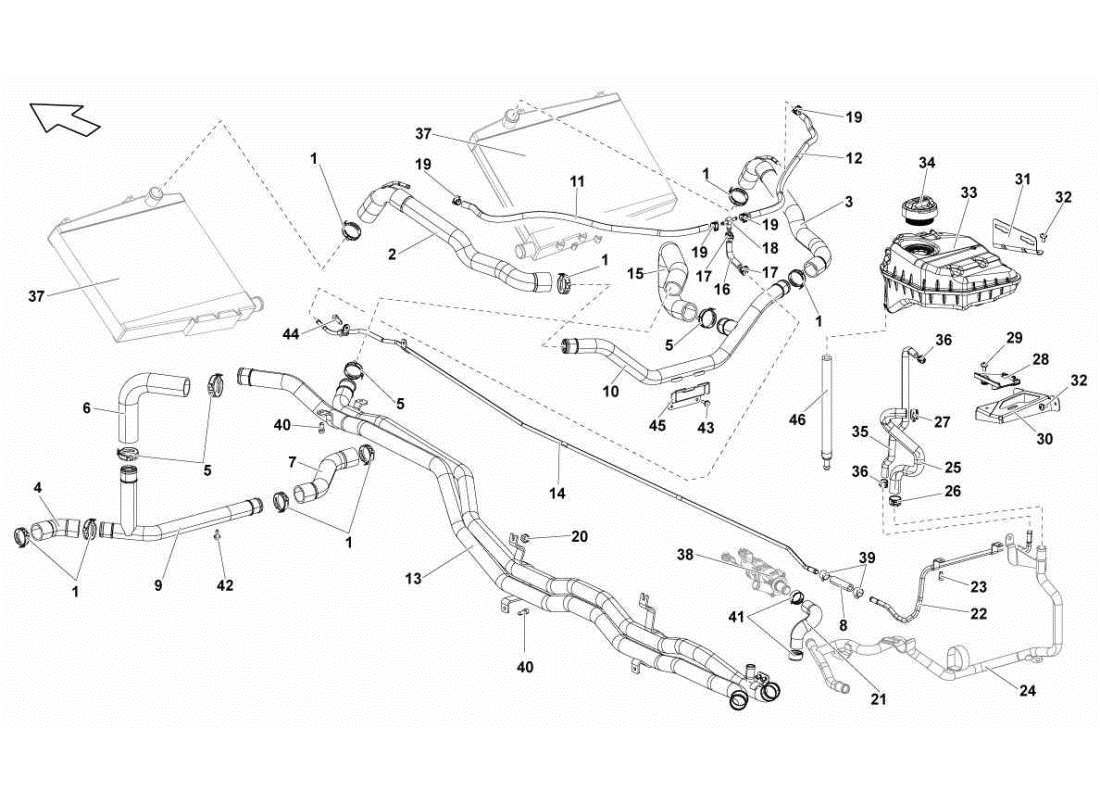 lamborghini gallardo sts ii sc teilediagramm des wasserkühlsystems