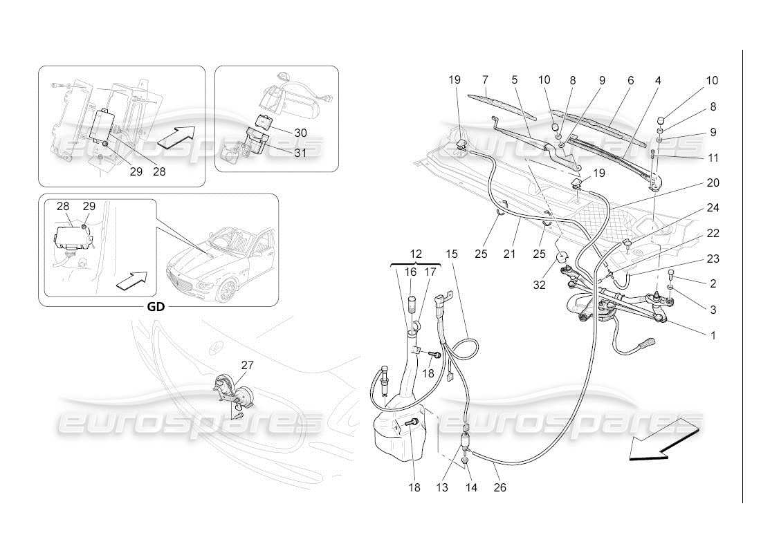 maserati qtp. (2007) 4.2 auto externe fahrzeuggeräte teilediagramm