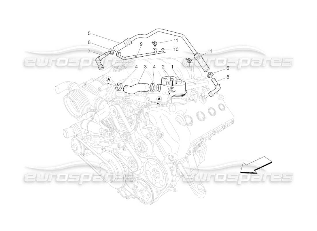 maserati qtp. (2009) 4.7 auto öldampf-rückführungssystem - teilediagramm