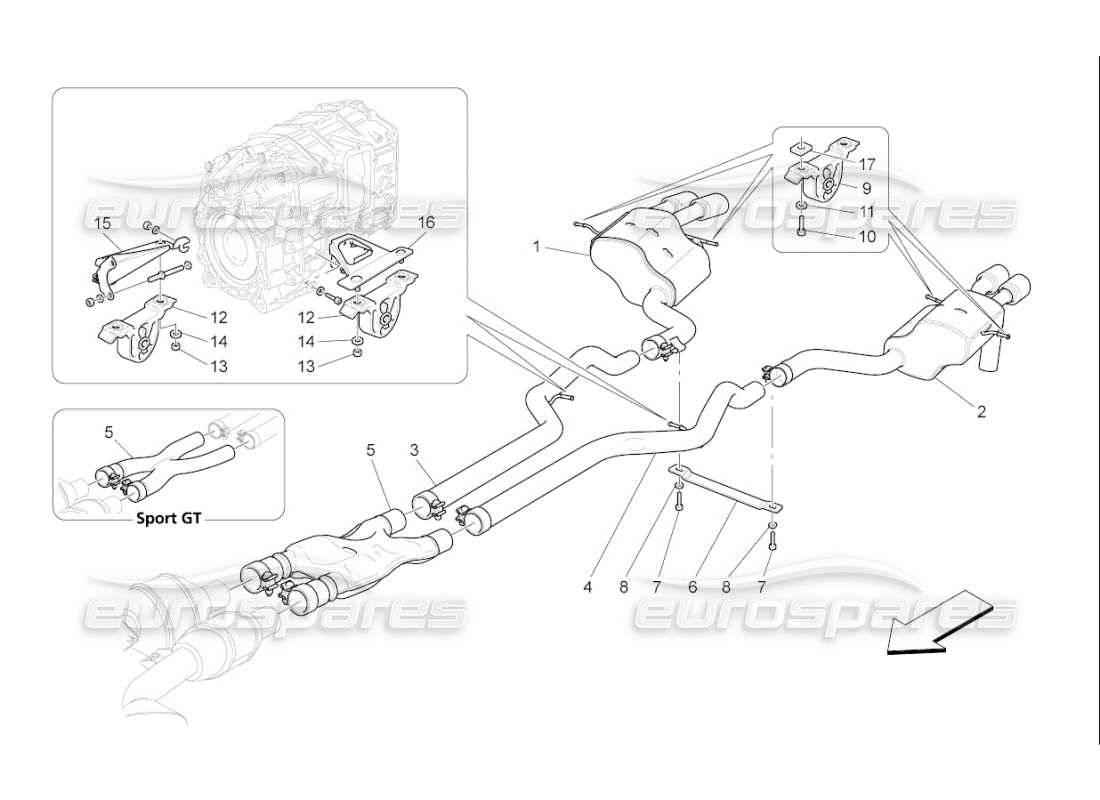 maserati qtp. (2007) 4.2 f1 schalldämpfer teilediagramm