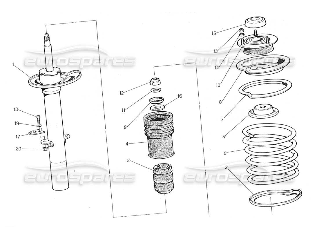 maserati 228 vorderer stoßdämpfer teilediagramm