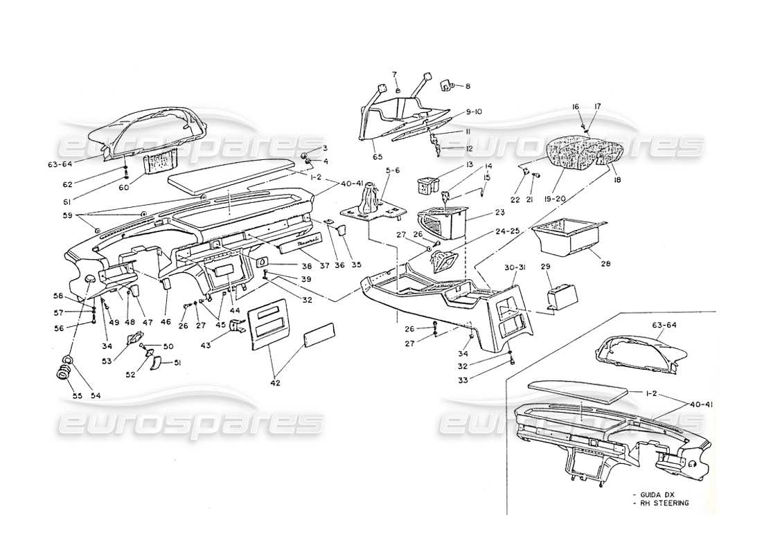 maserati shamal dashboard und konsole teilediagramm