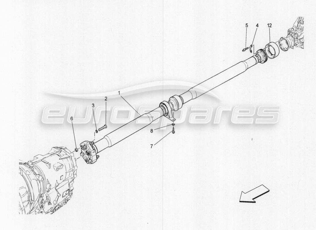 maserati qtp. v8 3.8 530bhp 2014 auto tranmission shaft part diagram