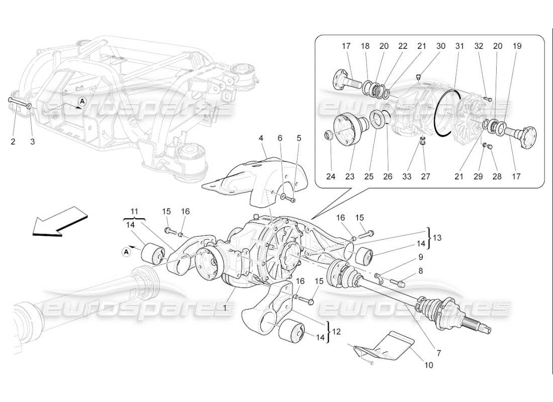 maserati qtp. (2009) 4.7 auto differential- und hinterachswellen ersatzteildiagramm