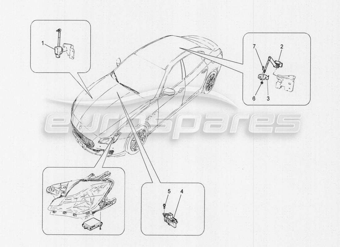 maserati qtp. v8 3.8 530bhp auto 2015 klimaanlage: teilediagramm für geräte im motorraum