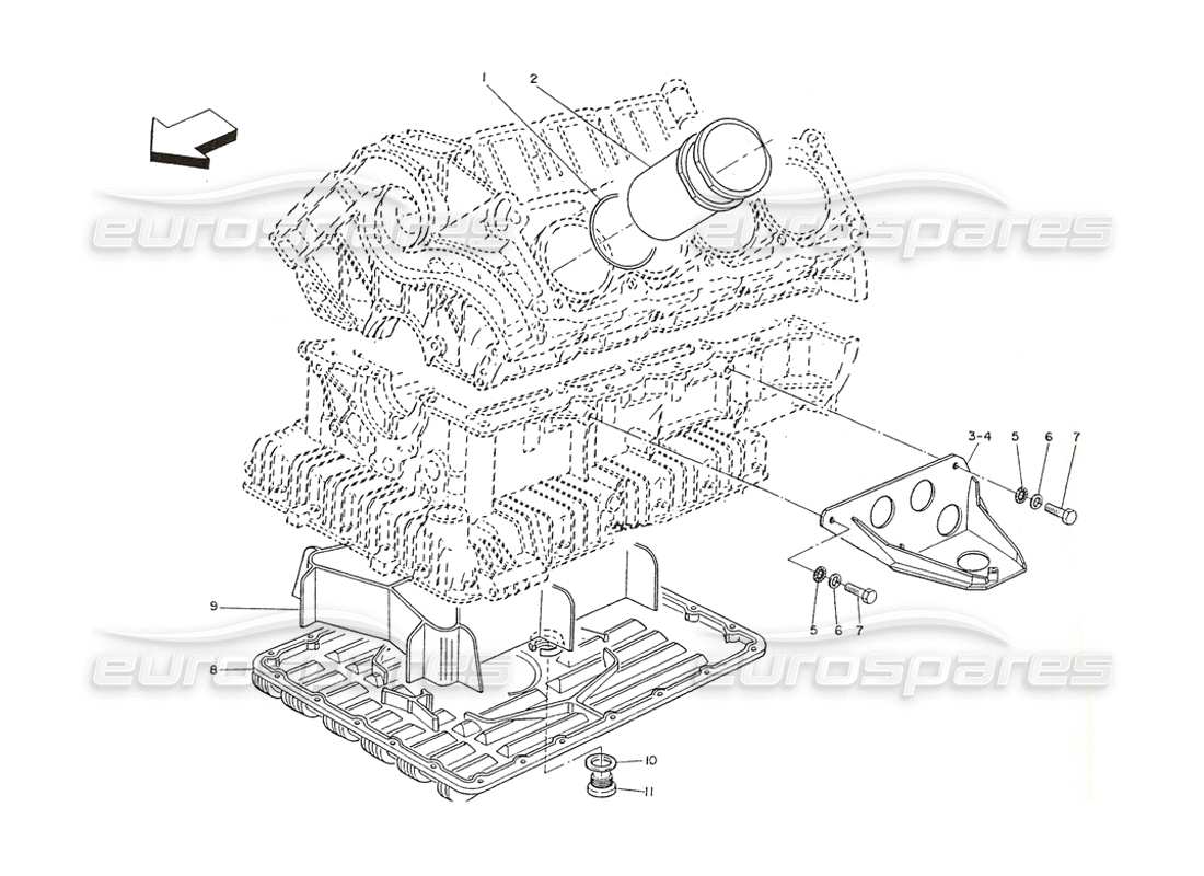 maserati shamal zubehör für ölwanne und zylinderblock teilediagramm